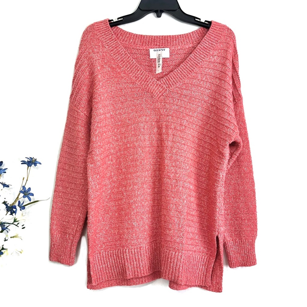 Old Navy Women's Coral Long Sleeve Textured Rib-Knit Tunic Sweater - NWT - Picture 1 of 10